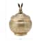 Hello Honey® 8'' Brass Finished Hammered Metal Container with Rabbit Finial